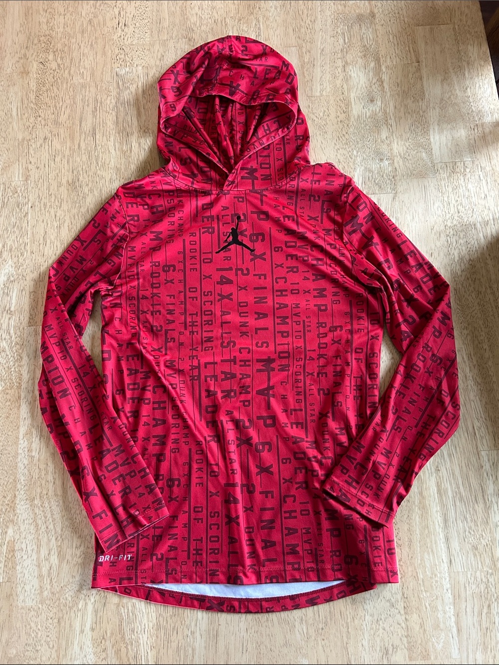 Nike Red Graphic Dri-FIT Hooded Kids Top